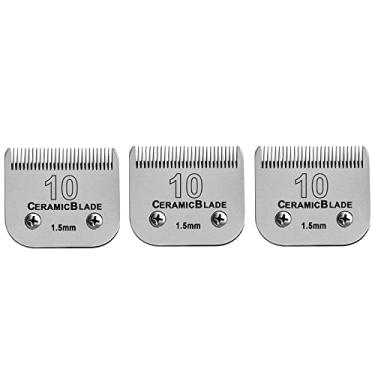 Imagem de Pacote com 3 conjuntos de lâminas de cerâmica removíveis para cães de estimação, compatível com Andis Size 10, comprimento de corte 1/40.6 cm (1,5 mm), compatível com cortadores andis/Oster A5/Wahl