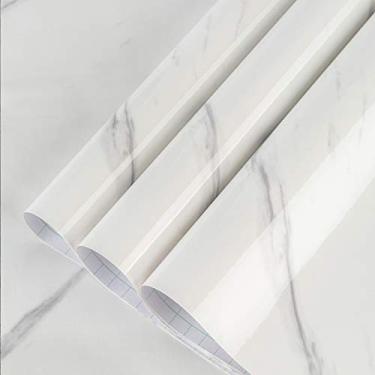 Imagem de Papel de contato de mármore branco BAYYA para bancadas, papel de parede para banheiro, cozinha, granito, bancada, autoadesivo, vinil, balcão, capas, papel decorativo para móveis à prova d'água