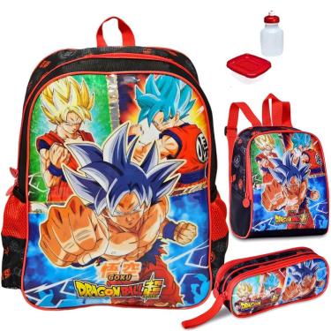 Imagem de Kit Mochila Escolar Dragon Ball Goku Costas Tam G Infantil
