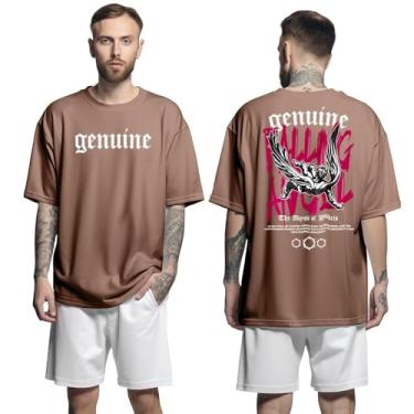 Imagem de Camisa Camiseta Oversized Streetwear Genuine Grit Masculina Larga 100% Algodão 30.1 Falling Angel - Marrom - GG