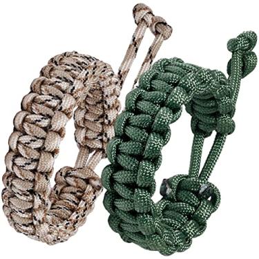 Imagem de Jewever Paracord Pulseiras de sobrevivência trançadas corda feita à mão para casais, homens e mulheres, tamanho ajustável (conjunto de 2)