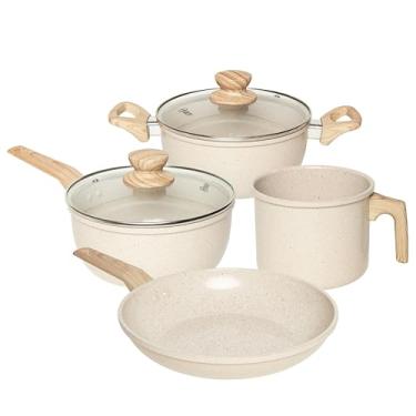 Imagem de OSTER JOGO DE PANELAS E LEITEIRA MARBLE EDITION CREAM – 4 PEÇAS COM REVESTIMENTO CERÂMICO ANTIADERENTE, ALÇAS EM SILICONE ANTITÉRMICO E BASE COMPATÍVEL COM INDUÇÃO