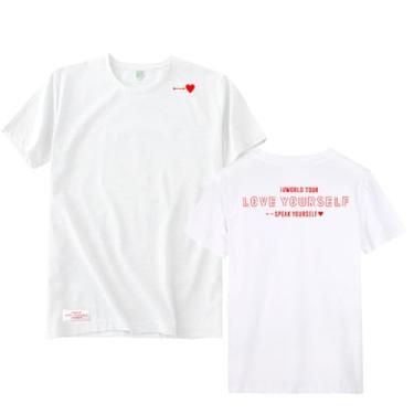 Imagem de Camiseta estampada Love Yourself JIN Su-ga V Jimin Jungkook J-Hope Rapmonster World Tour Star Style manga curta, 6 branco, G
