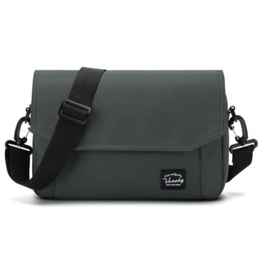 Imagem de VASCHY Bolsa mensageiro leve para homens, bolsa tiracolo clássica média com aba transversal casual bolsa tiracolo para homens, Cinza