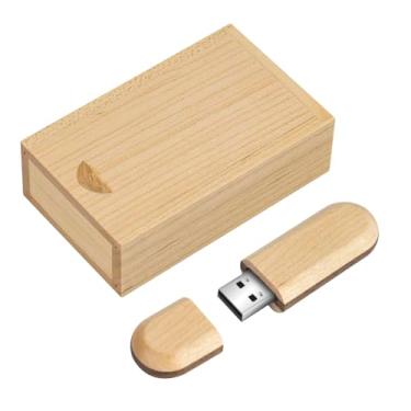 Imagem de Pen drive USB 2.0 de madeira de duas cores USB 2.0 com caixa de madeira (64 GB, madeira)