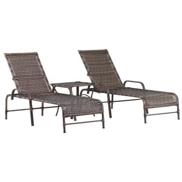 Imagem de Kit 2 Espreguiçadeiras Catar e Mesa com Pintura Eletrostática Piscina Jardim Alumínio Trama