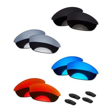 Imagem de OOWLIT 4 pares de lentes de óculos de sol de substituição e protetor de nariz compatíveis com Oakley Half Jacket 2.0 Polarizado