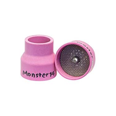 Imagem de Monster #14 Bocal de gás de cerâmica para copo TIG de alumínio para tocha de soldagem, orifício de 2,5 cm x 2,5 cm de comprimento - pacote com 2