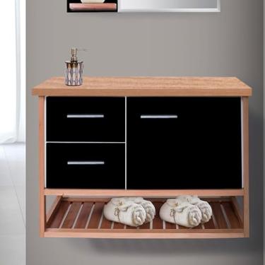 Imagem de Gabinete Toucador Para Banheiro Pretty 84cm Sem Cuba Branco/Preto