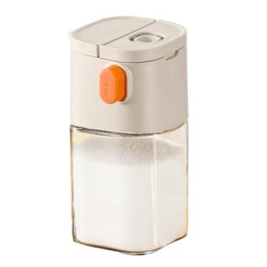 Imagem de Pote de tempero quantitativo de uso duplo de 180 ml, frasco de tempero de vidro tipo prensa, saleiro, pimenteiro