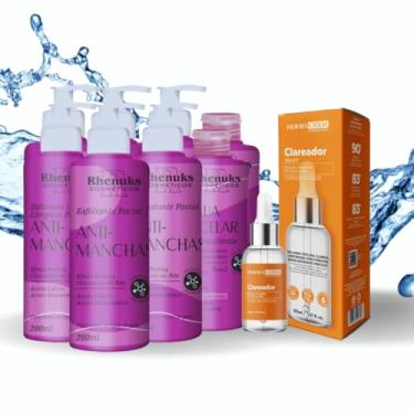 Imagem de Generic Kit de Skincare Anti Manchas Efeito Peeling com Hialurônico + Sérum Clareador Dermachem para Face (Kit Completo com 5 Itens)