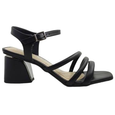 Imagem de Sandália Feminina Casual Dia a Dia Salto Grosso Médio Tiras Finas Ramarim 2428203