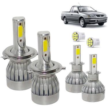 Imagem de Kit Super Led Saveiro G3 2000 a 2005 Farol Simples Alto e Baixo H4 + M