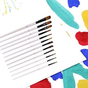 Imagem de Conjunto de Pincéis de Pintura Conjunto de Pincéis de Aquarela Pincéis de Cabelo de Náilon Com Alça Branca para Acrílicos, Tintas e Guache (12PCS Escovas Filbert)