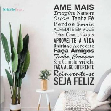 Imagem de Adesivo De Parede Decoração Sala Quarto Frase Mensagem Ame - senhorita