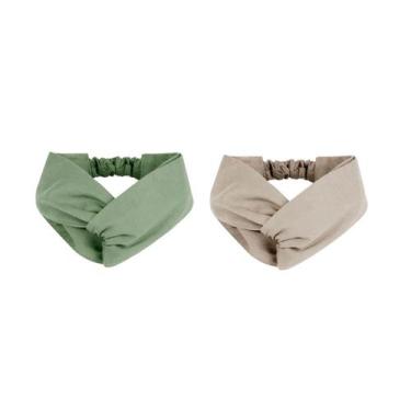 Imagem de Faixa de Cabelo Bandana Verde Bege Chef Cozinha Spa 2un - CASACHA