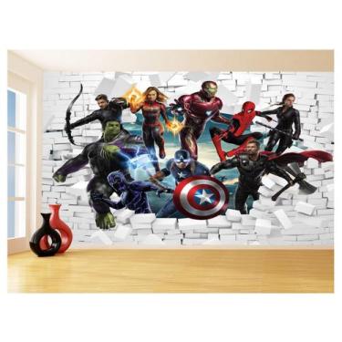 Imagem de Papel De Parede 3D Vingadores Entrando Quarto 3,5M Nhma110 - Você Deco