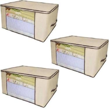 Imagem de Caixa organizadora de roupa de cama organiz em tnt com tampa e visor 6