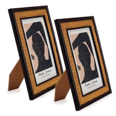 Imagem de Porta Retrato Moldura Estilo Trama 10x15cm 6061 - Livon, Preto