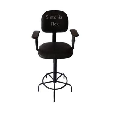 Imagem de Cadeira Secretaria Caixa Alta Braço Regulagem Altura A Gás - Sintonia 