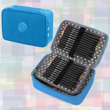 Imagem de Estojo Escolar Feminino Quadrado Oxford Tactel Grande Com Divisórias L