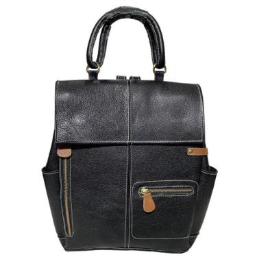 Imagem de Mochila Em Couro Legitimo Moderna Feminina Bolsos e Divisorias - Art M
