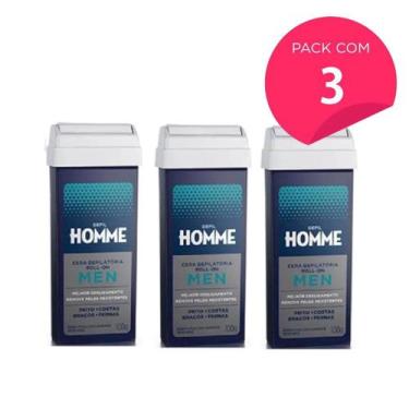 Imagem de Kit 3 Refil Cera Depilatória Depil Homme Maculino Deo 100g - Depil Bel