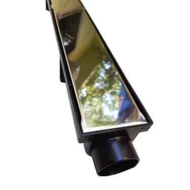 Imagem de Ralo Linear 6x50 modelo Grelha Inox Cega Polida  e Coletor Preto - Fic