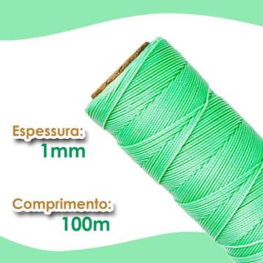 Imagem de Cordão Encerado 1mm - Fio Cordone Verde Água - 100 Metros - Nybc