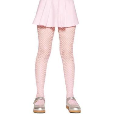 Imagem de Meia-Calça Infantil Lupo 02513-002 Arrastão, Rosa, G (9-12 anos)