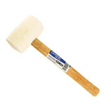 Imagem de Martelo de borracha branca 60mm 450g cabo madeira - Bremen