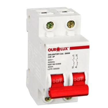 Imagem de Disjuntor Ourolux DIN 2P 25A Curva C Branco