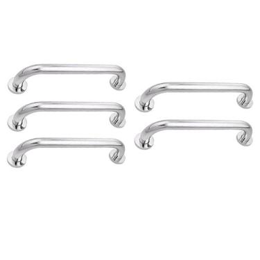 Imagem de Alça de Apoio 30cm Barra Inox Kit 5 Unidades Idoso Acessibilidade Banh