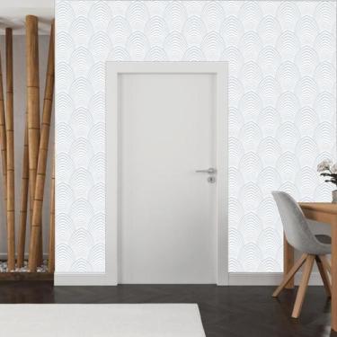 Imagem de Papel de Parede Geométrico Thalion Branco ou Cinza - Rolo com 10 Metro
