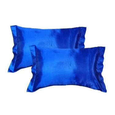 Imagem de 2 Fronhas Cetim Seda Luxo Antifrizz 50x70cm - Magic Enxovais, Azul