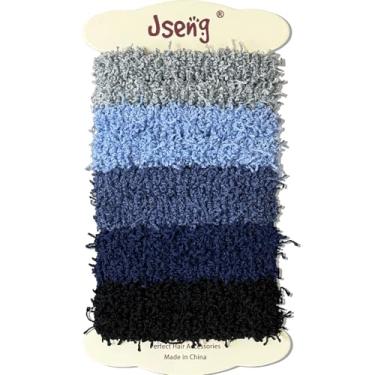Imagem de Jseng 10 pacotes de laços de cabelo - elásticos de cabelo grosso - faixas elásticas felpudas sem costura - Acessórios de cabelo para cabelos cacheados grossos - Azul em tons frios