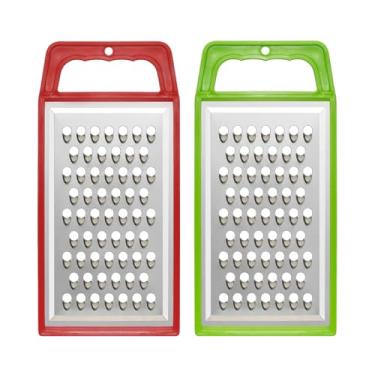 Imagem de Ralador manual profissional para serviço pesado com alça – Pacote com 2 – Raladores de queijo de aço inoxidável lisos portáteis