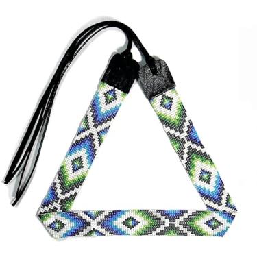 Imagem de Faixa de chapéu com contas, estilo nativo americano, cowboy do sudoeste, feita à mão, cabeça/chapéu coleção [] (branco e azul)