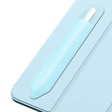 Imagem de MoKo Estojo de lápis adesivo para Apple Pencil 1ª e 2ª geração, estojo elástico para lápis, couro de poliuretano, capa adesiva para iPad 8ª geração 2020/7ª geração 10.2/iPad Air 4ª geração/iPad Pro 11 e 12.9 2020 - Azul celeste