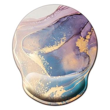 Imagem de Mouse pad com suporte de pulso, mouse pad ergonômico com almofada de descanso de pulso de espuma de memória, base de borracha antiderrapante mouse pad para jogos em casa, escritório, laptop, colorido