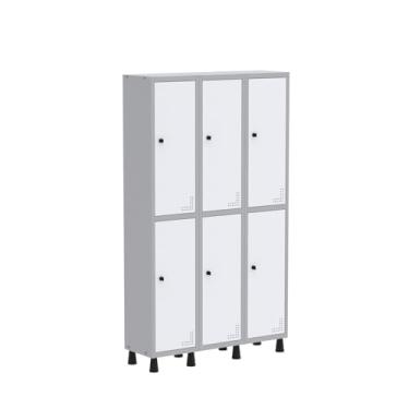 Imagem de Roupeiro Aco Light 3v 06 Portas Gr303/6pri Cinza/Branco