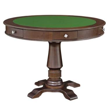 Imagem de Mesa de Jogos Carteado 4 Lugares Victoria Redonda Tampo Reversível com Gavetas e Porta Copos Imbuia - Gran Belo