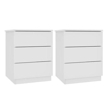 Imagem de Kit 2 Mesas de Cabeceira 3 Gavetas Veronna Neve Neve