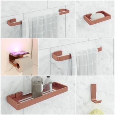 Imagem de Kit Acessórios Para Banheiro Rose 6 Peças C/ Suporte Celular - JGC COM