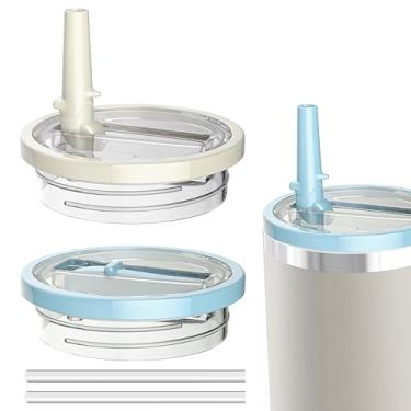 Imagem de Miavers Pacote com 2 tampas de 1,134 g para copo Stanley Quencher, tampa de copo à prova de vazamento e resistente a derramamentos, conveniente capa de copo aplicável ao copo Stanley de 1,134 g (bege