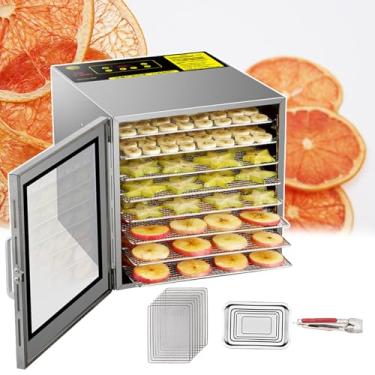Imagem de KKSOUFX Desidratador de alimentos com 8 bandejas de aço inoxidável, com temporizador ajustável de 24 horas, ventilador montado na parte traseira Adequado para carne seca, frutas, vegetais, etc