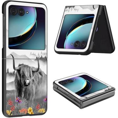 Imagem de Capa para Motorola Razr Plus 2024 fina, leve, rígida, PC à prova de balanço, capa protetora para celular Motorola Moto Razr Plus 2024 5G/Razr 50 Ultra 6,9 polegadas - flores de vaca