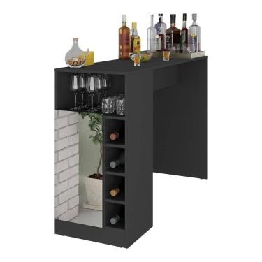 Imagem de Bar Bancada com Adega 1 Porta e Espelho Multimóveis Mp1090 Preto