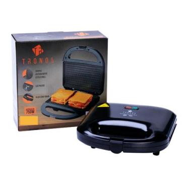 Imagem de Grill E Sanduicheira Tronos Chapa Dupla 110v, Preto, 110V