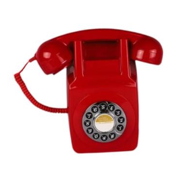 Imagem de AsrMyjcx Telefone fixo retrô com fio para parede, decoração para casa, telefone antigo, telefone de discagem para escritório, família, amigo, café, Vermelho